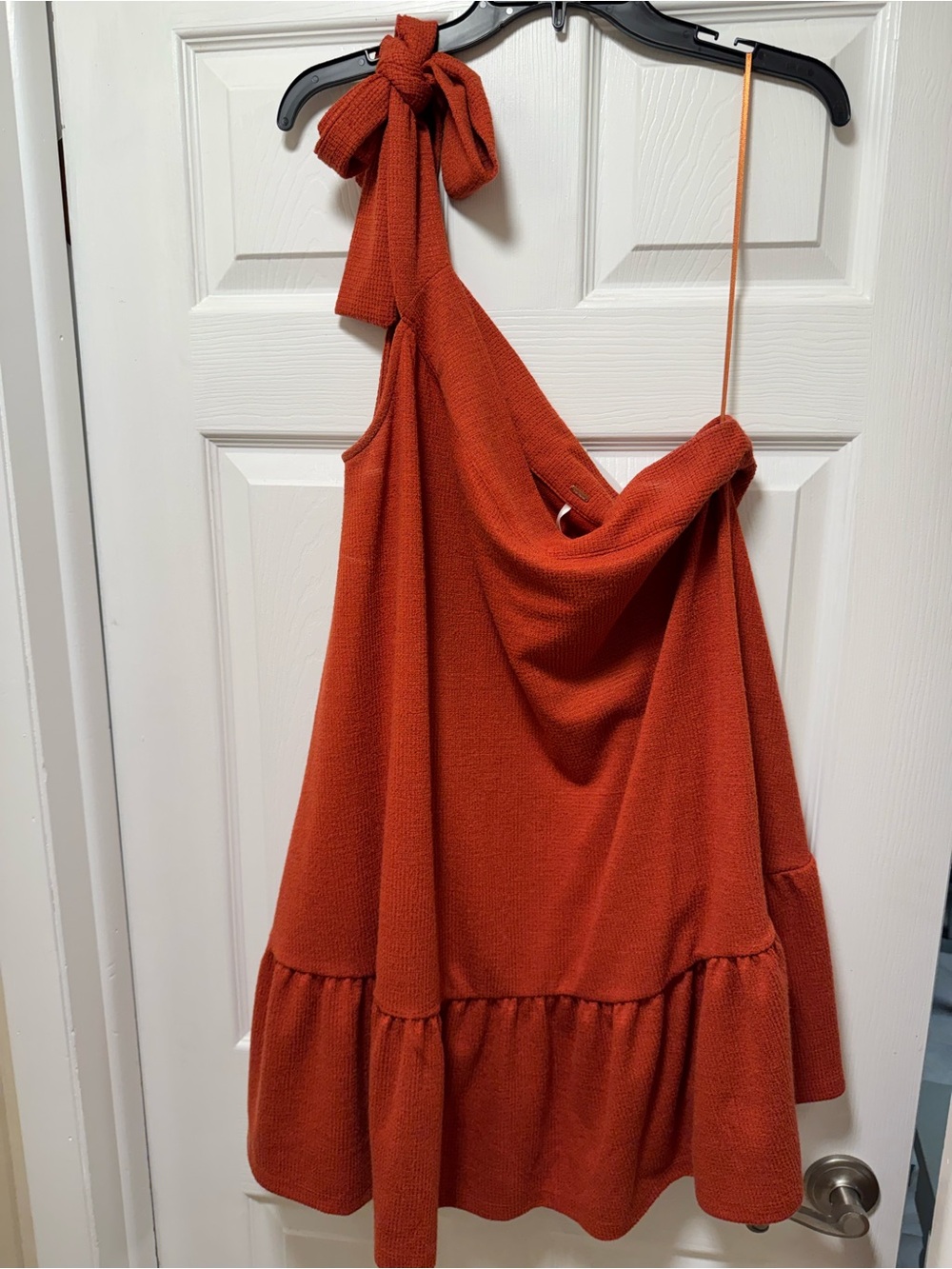 Free People One-Shoulder Tie Dress/long top in Rust Orange